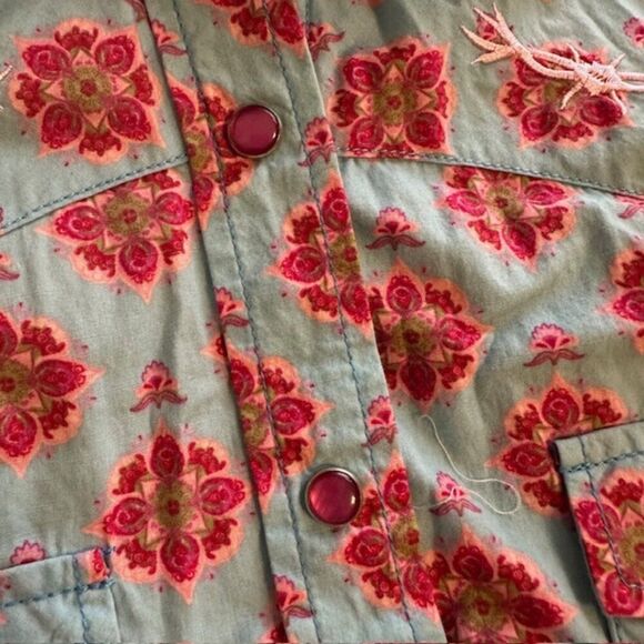 COWGIRL HARDWARE‎ Shirt Women's Blue/Pink Floral Snap Size Small - Picture 5 of 6